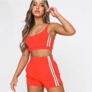 NWT White Fox Boutique Red Sports Bra - East Coast Crop In Cherry Red